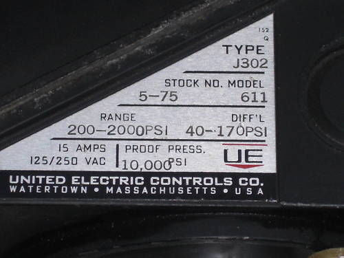 UE  PRESSURE CONTROLLERS J302-5-75-611 *NEW NO BOX*