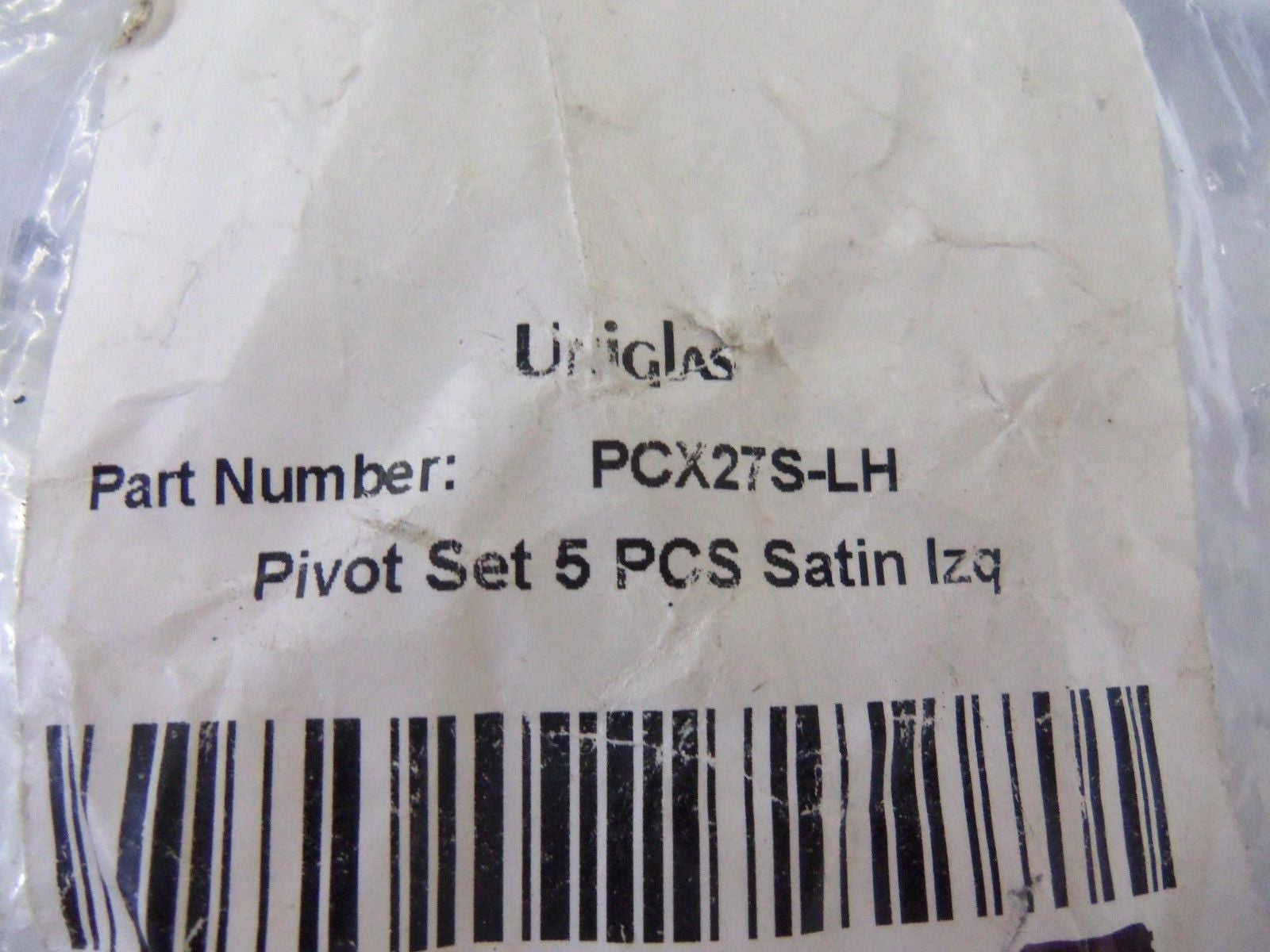 UNIGLAS PCX27S-LH PIVOT SET *NEW IN FACTORY BAG*