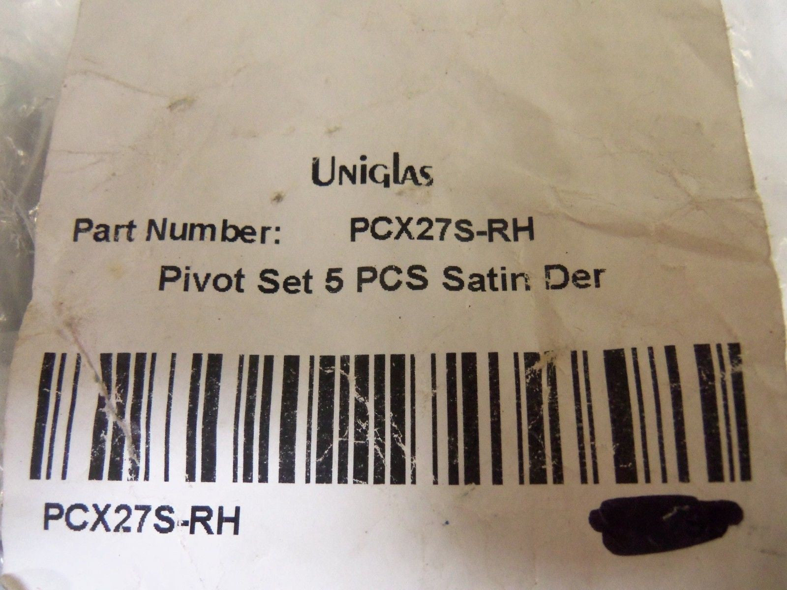 UNIGLAS PCX27S-RH PIVOT SET *NEW IN FACTORY BAG*