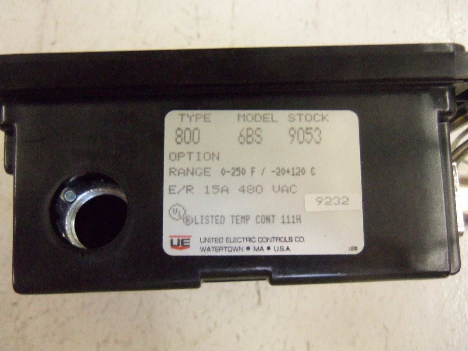 UNITED ELECTRIC 800-6BS TEMPERATURE SWITCH *USED*