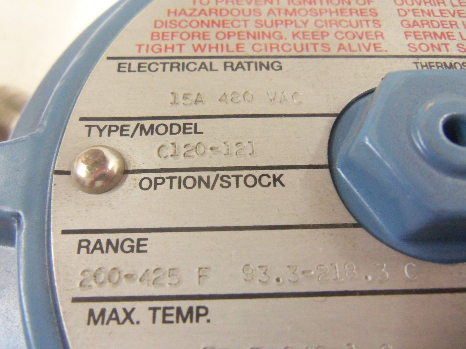UNITED ELECTRIC C120-121 THERMOSTAT *NEW IN BOX*
