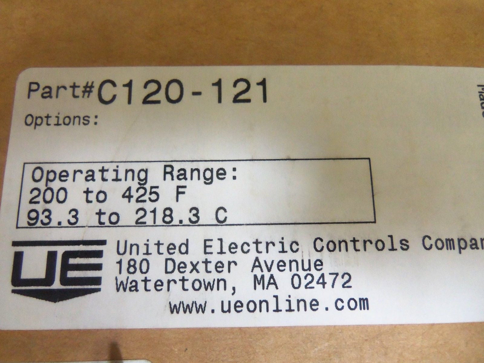 UNITED ELECTRIC C120-121 THERMOSTAT *NEW IN BOX*