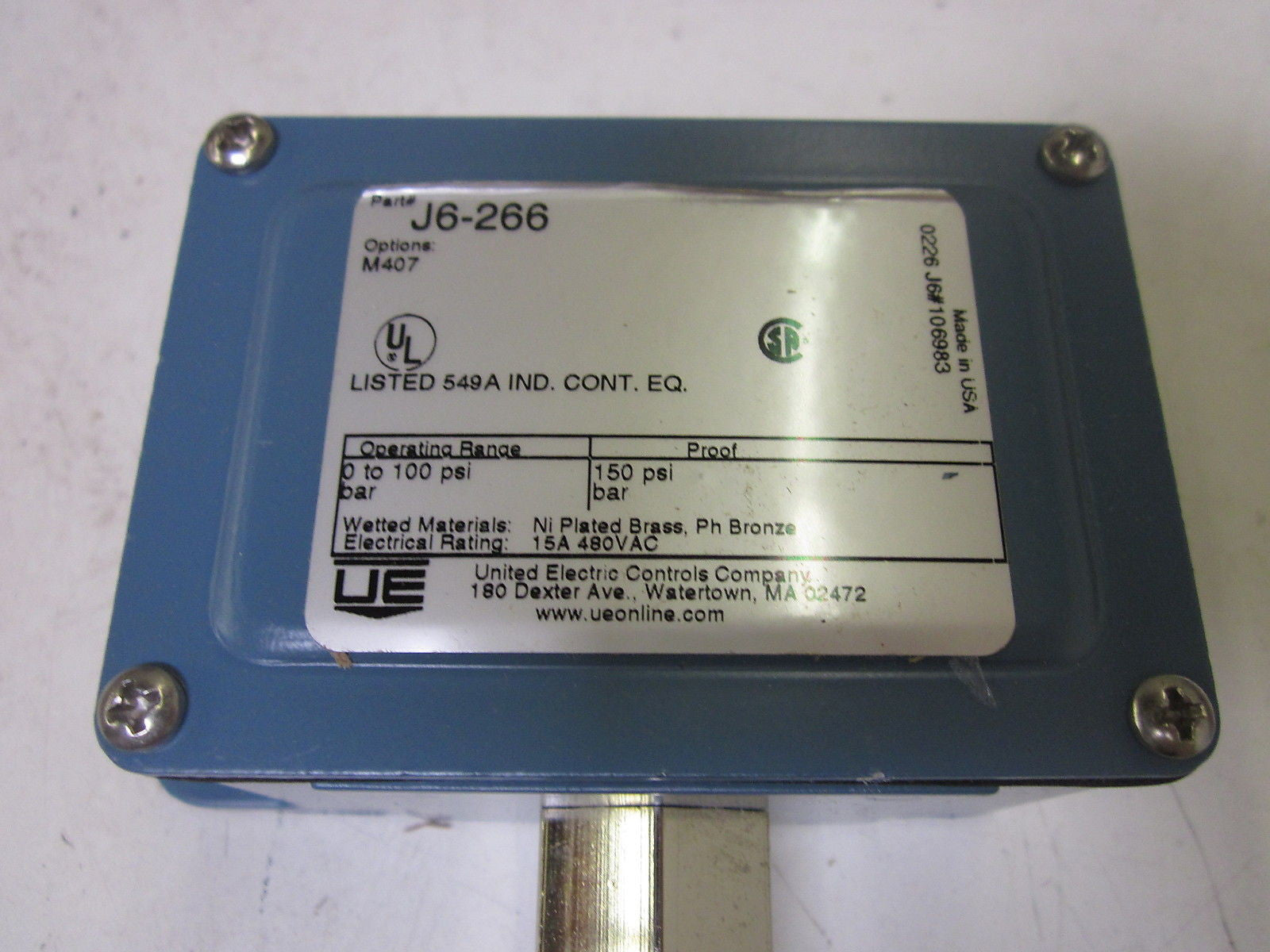UNITED ELECTRIC J6-266 *NEW NO BOX*
