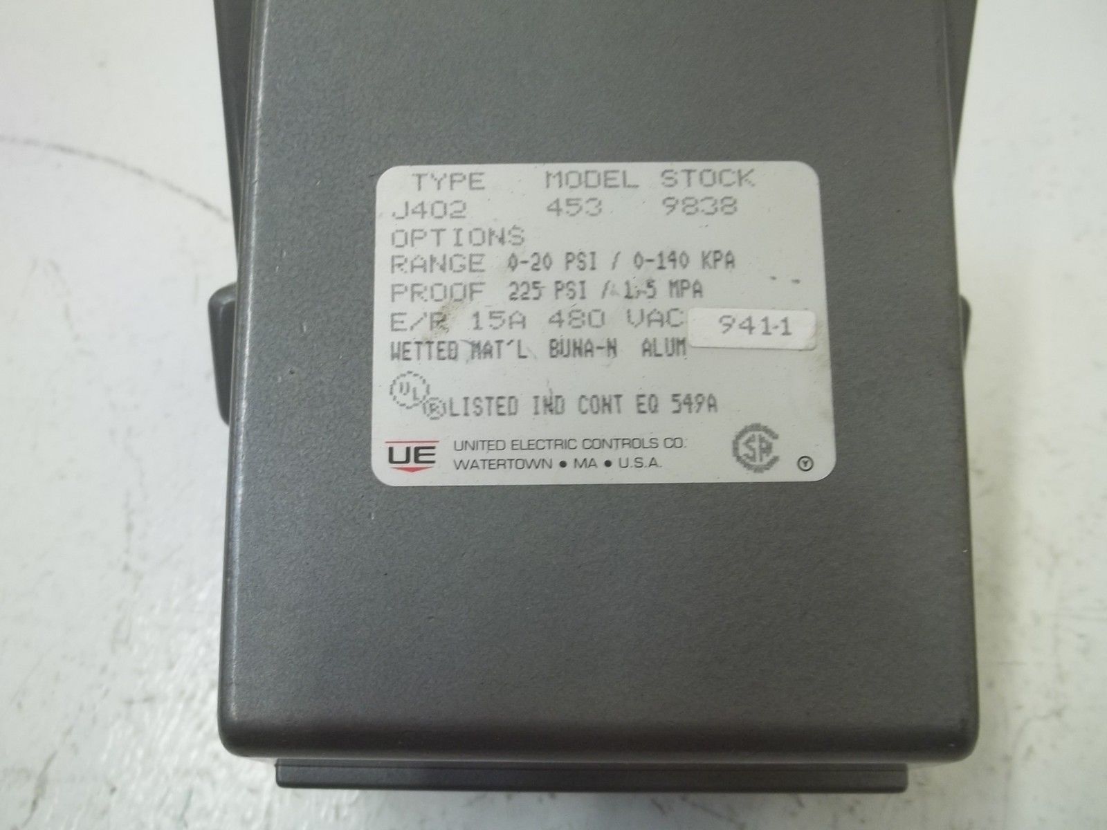 UNITED ELECTRIC J402-453 15AMPS *NEW NO BOX*