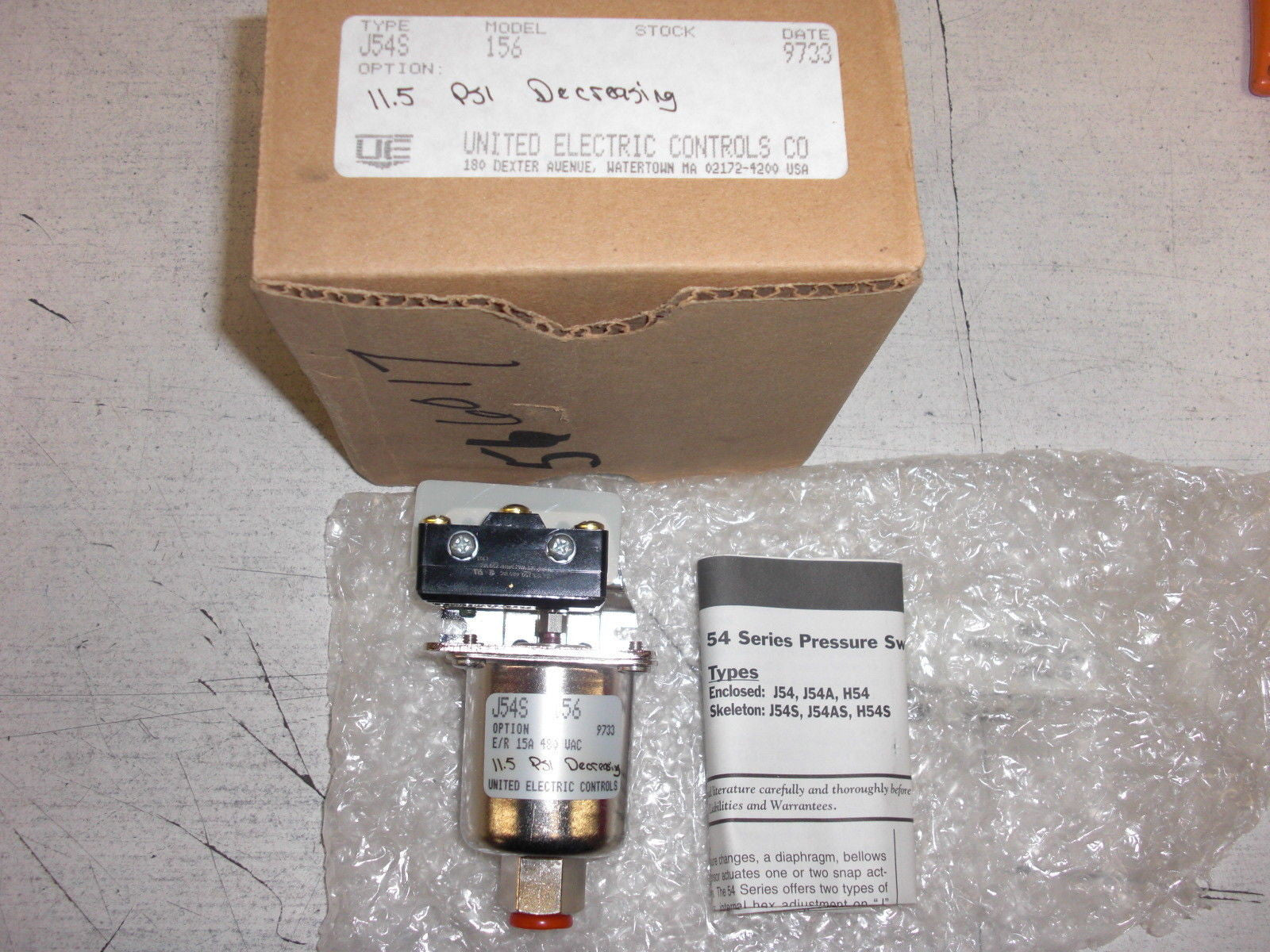 UNITED ELECTRIC TYPE: J54S MODEL:156 *NEW*