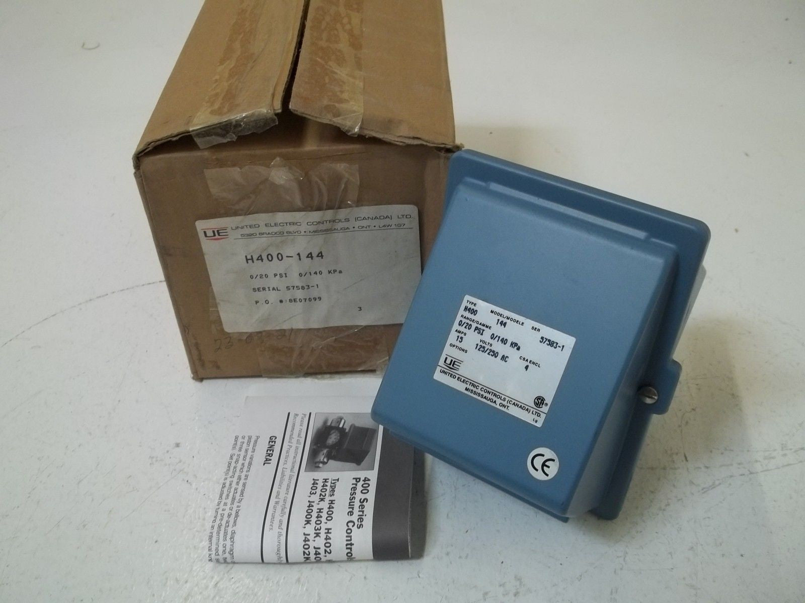 UNITED ELECTRIC H400-144 15AMPS *NEW IN BOX*