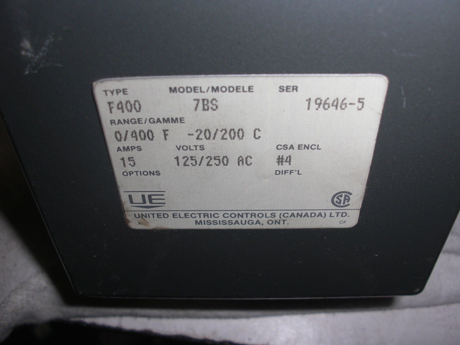 UNITED ELECTRIC F400-7BS *USED*