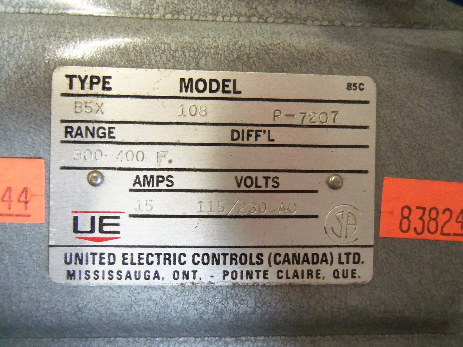UNITED ELECTRIC B5X-108 *USED*