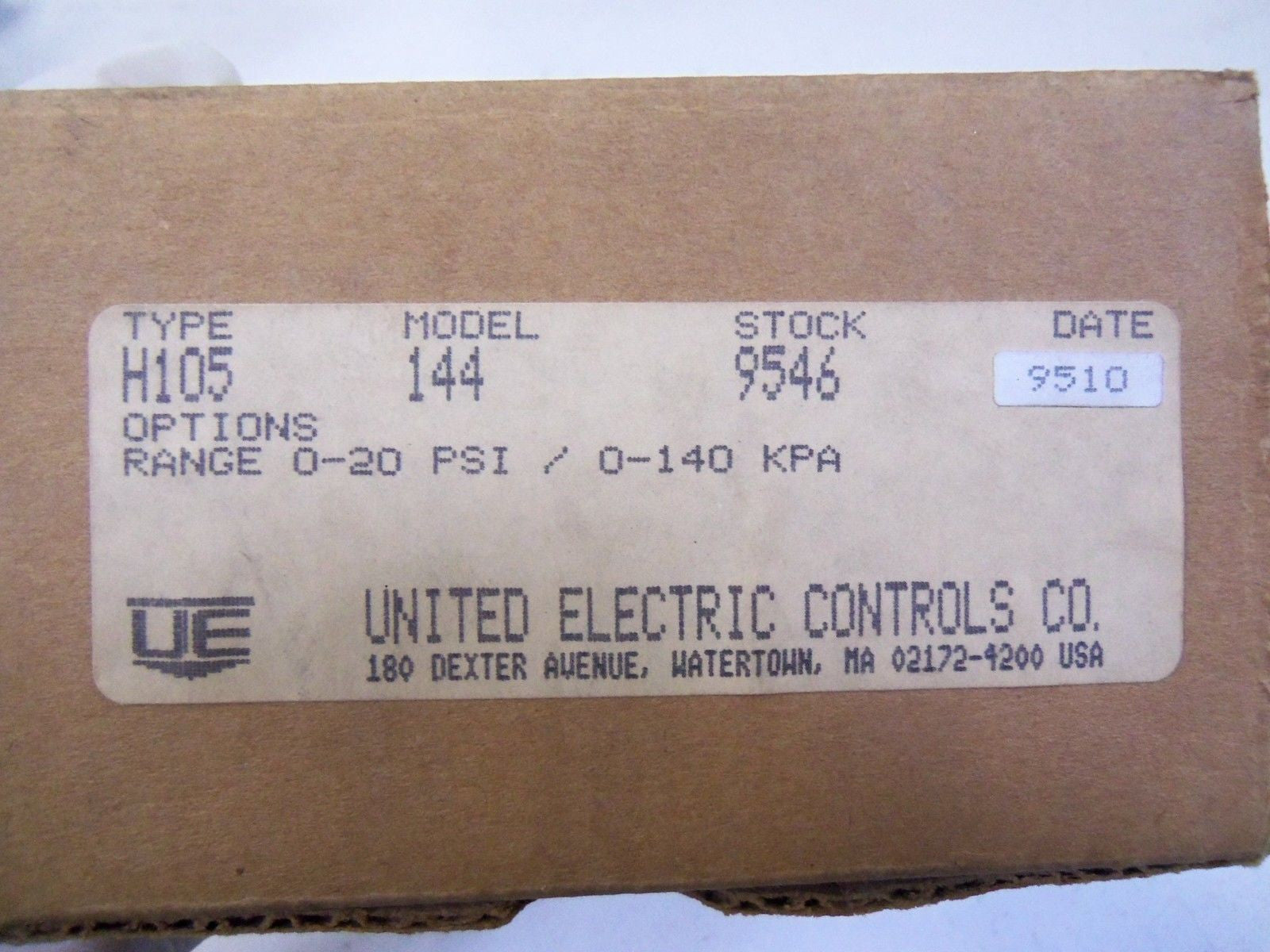 UNITED ELECTRIC M105-144 *NEW IN BOX*