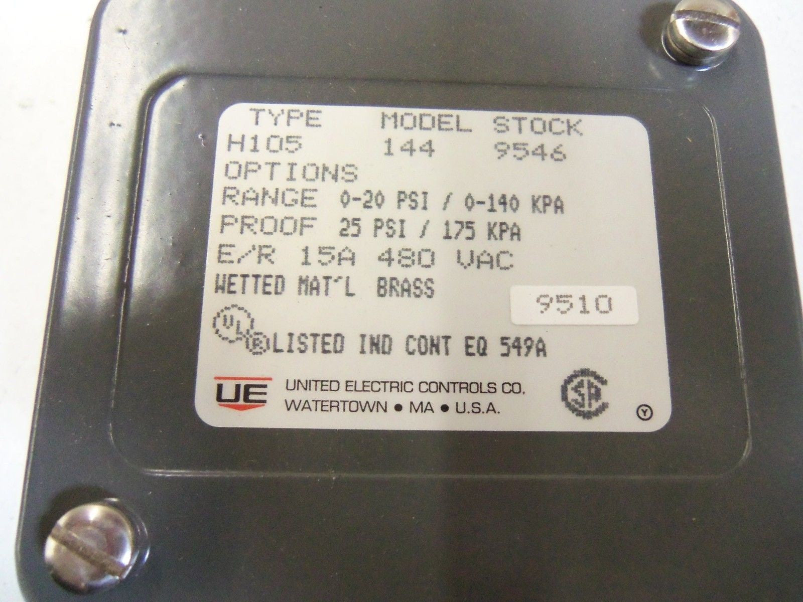 UNITED ELECTRIC M105-144 *NEW IN BOX*