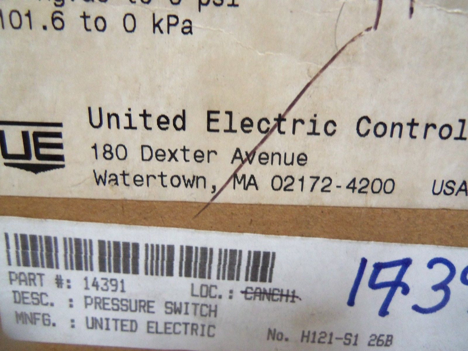 UNITED ELECTRIC H121-S126B *NEW IN BOX*