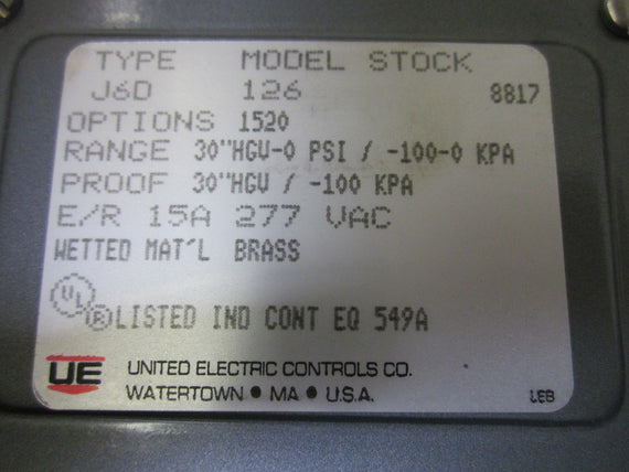 UNITED ELECTRIC 126 J6D-126 *NEW IN BOX*