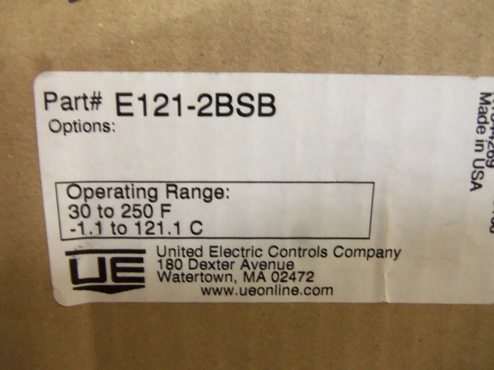 UNITED ELECTRIC E121-2BSB TEMPERATURE SWITCH *NEW IN BOX*