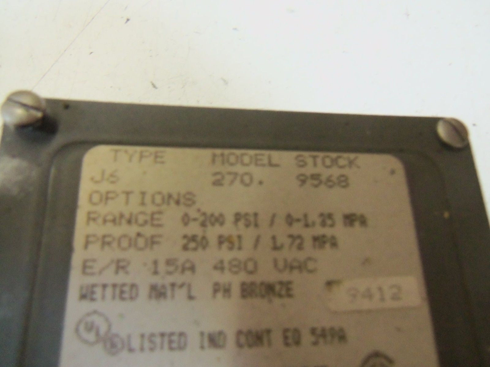 UNITED ELECTRIC J6270-9568 *USED*