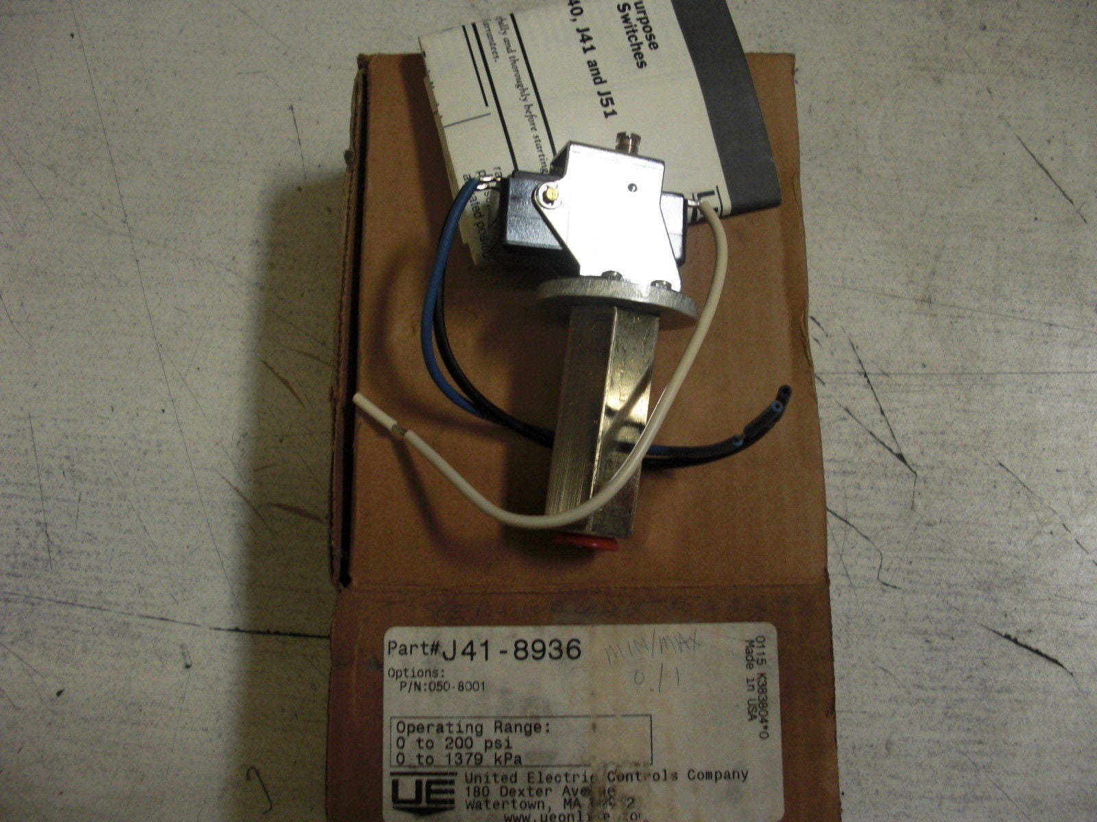 UNITED ELECTRIC JL11-8936 *NEW*