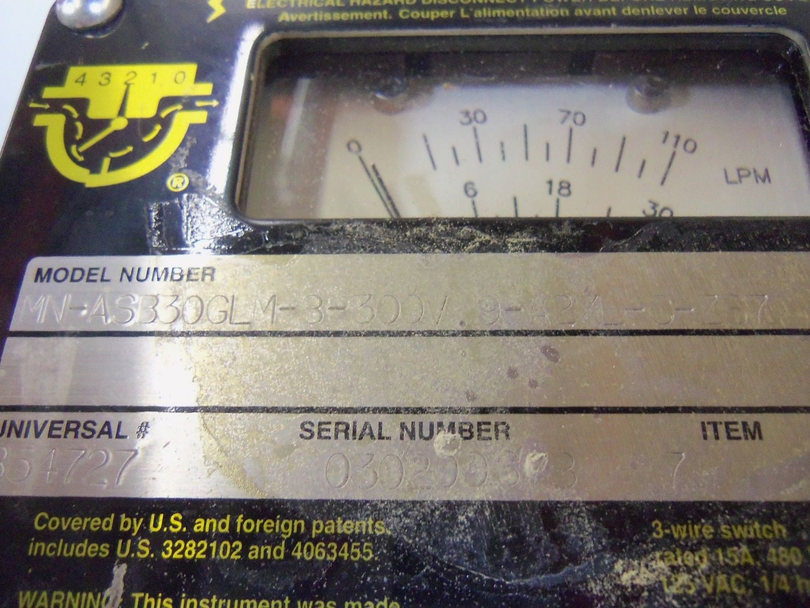 UNIVERSAL FLOW MONITORS, INC. MN-ASB30GLM-3-300V.9-A2XL-C-Z67 *USED*