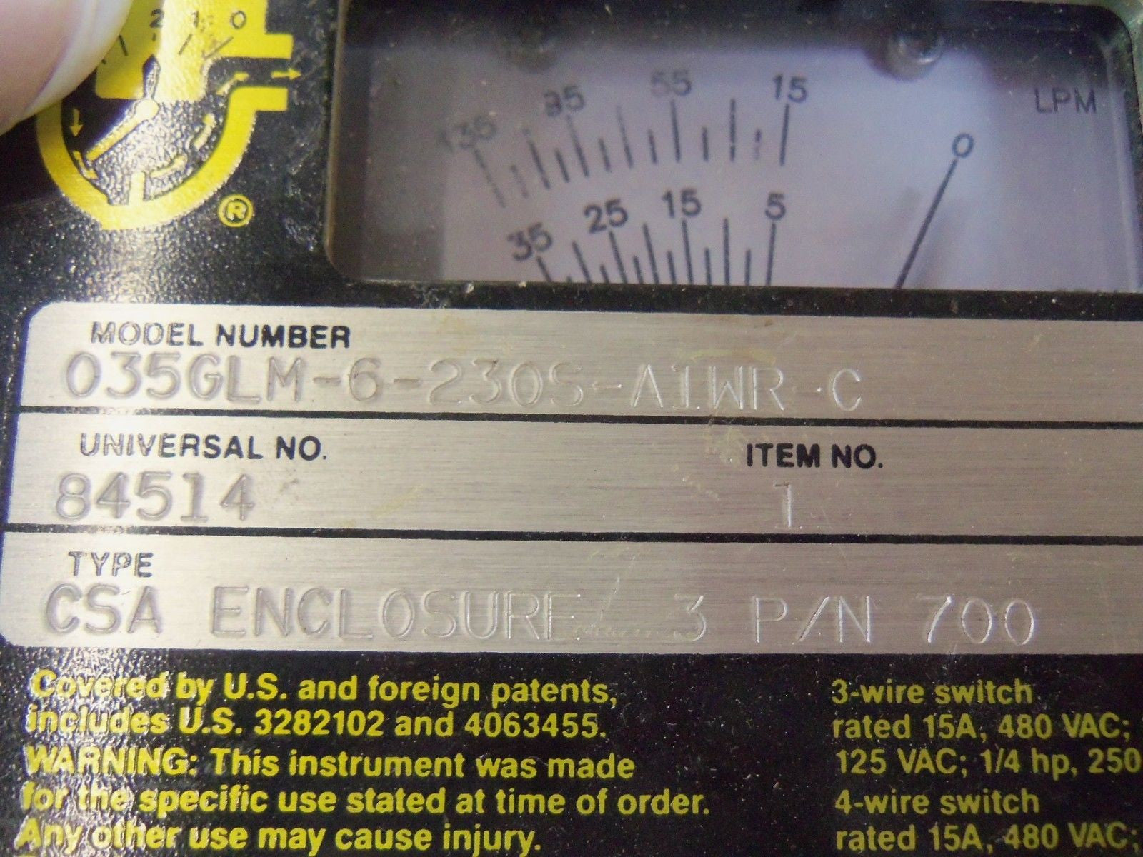 UNIVERSAL FLOW MONITORS, INC. 035GLM-6-230S-A1WR-C *USED*