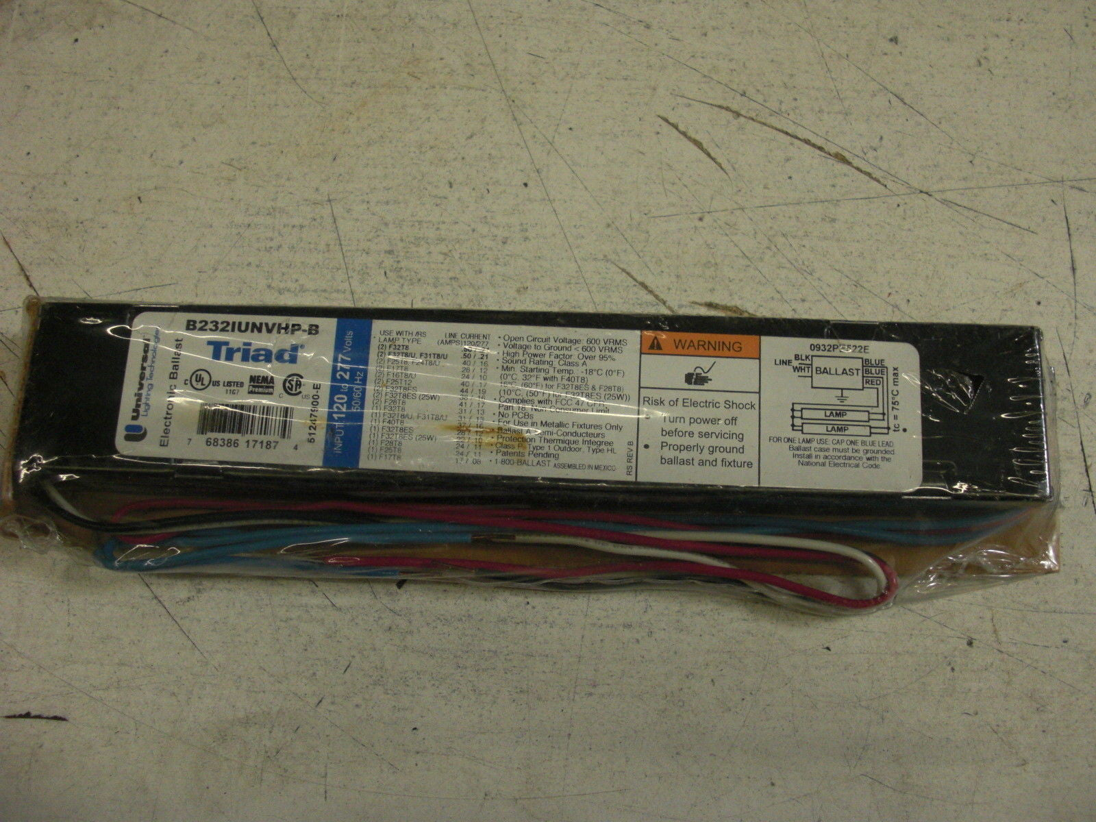 UNIVERSAL LIGHTING TECHNOLOGY B232IUNVHP-E *NEW NO BOX*