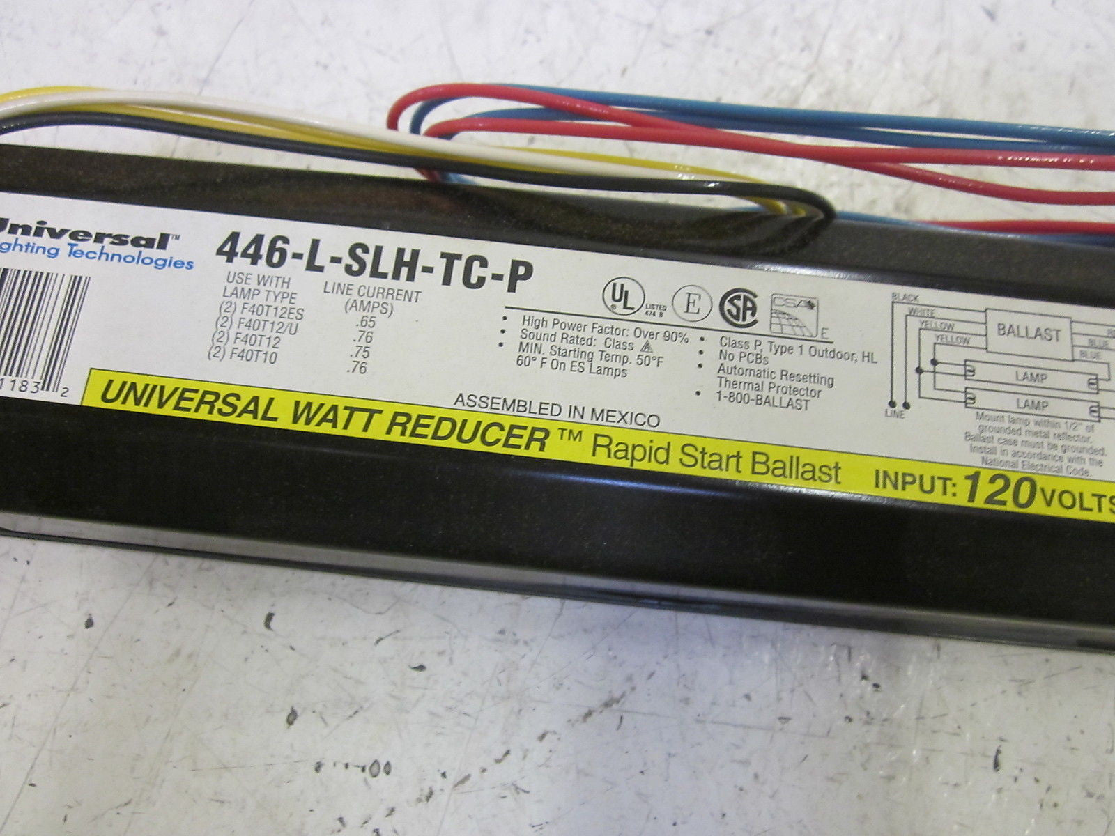 UNIVERSAL LIGHTING TECH.446LSLHTCP000I MAGNETIC BALLAST 120V *NEW IN BOX*