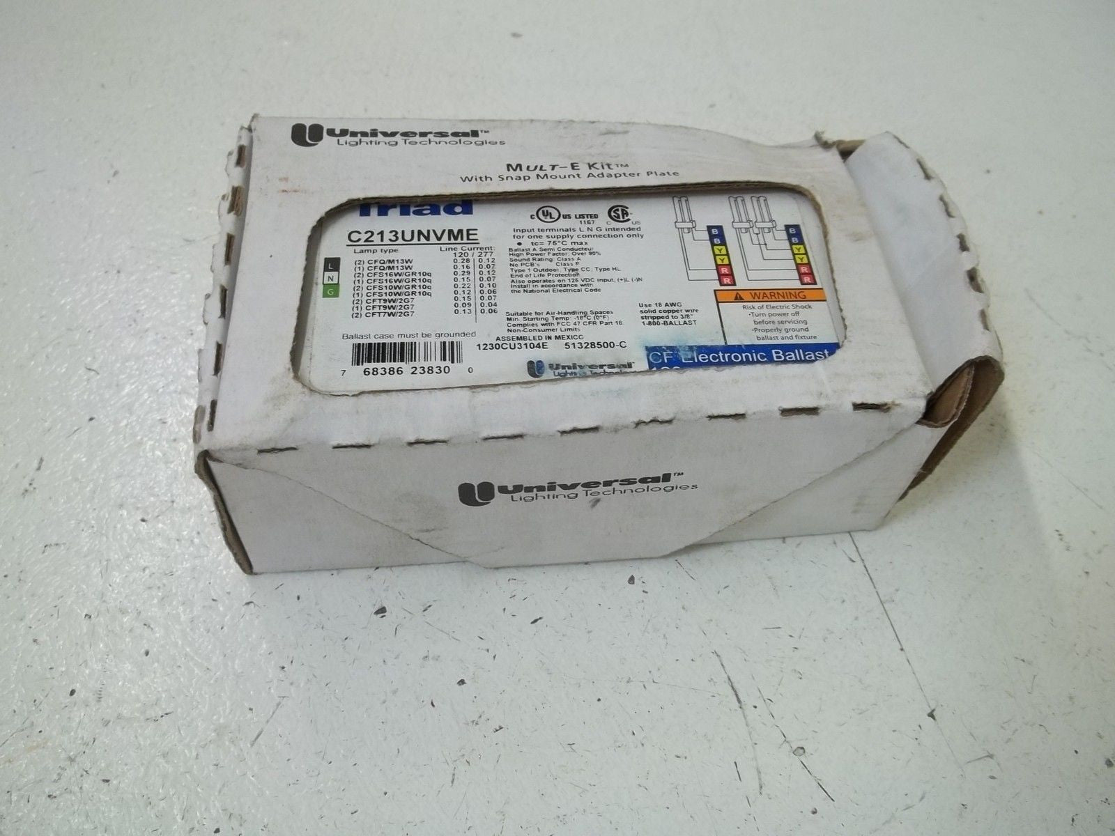 UNIVERSAL LIGHTING TECHNOLOGIES C213UNVME ELECTRONIC BALLAST *NEW IN BOX*