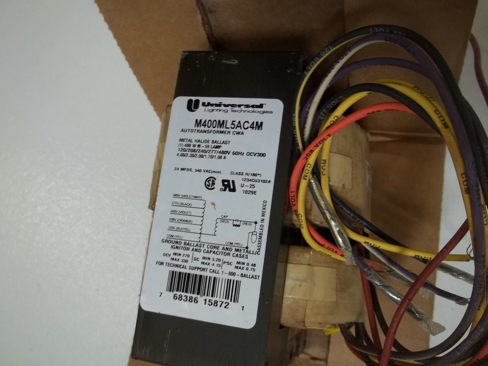 UNIVERSAL M400ML5AC4M-500K METAL HALIDE BALLAST*NEW IN BOX*