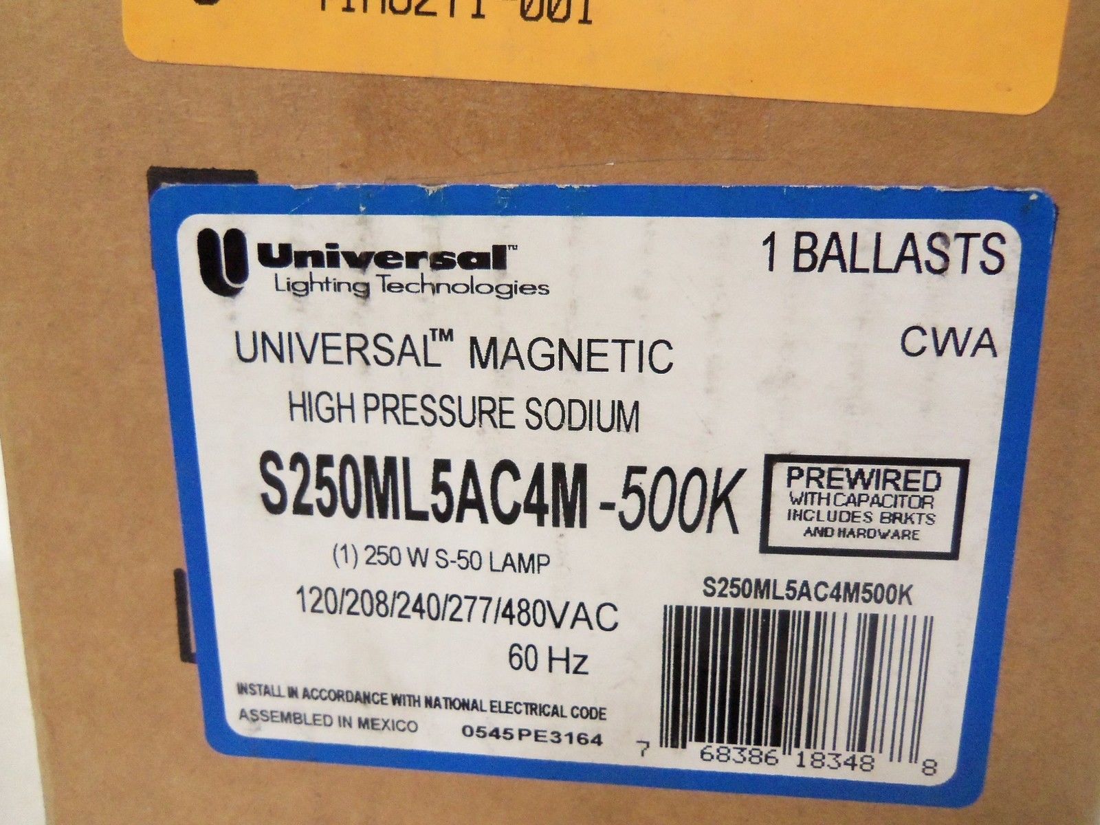 UNIVERSAL S250ML5AC4M-500K HIGH PRESSURE SODIUM BALLAST KIT *NEW IN BOX*