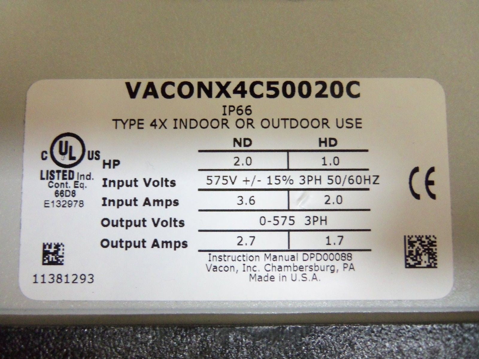 VACON VACONX4C50020C AC DRIVE *NEW IN BOX*