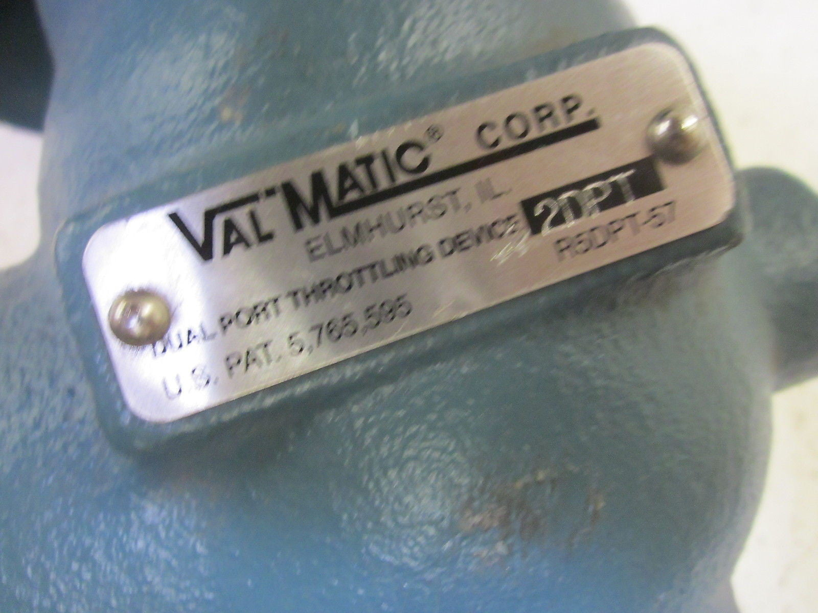 VALMATIC CORP. R5DPT-57 DUAL PORT THROTTLING DEVICE 2DPT *USED*