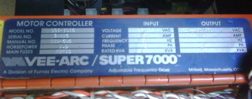 VEE-ARC SUPER 7000 931-1016 FREQUENCY DRIVE *USED*