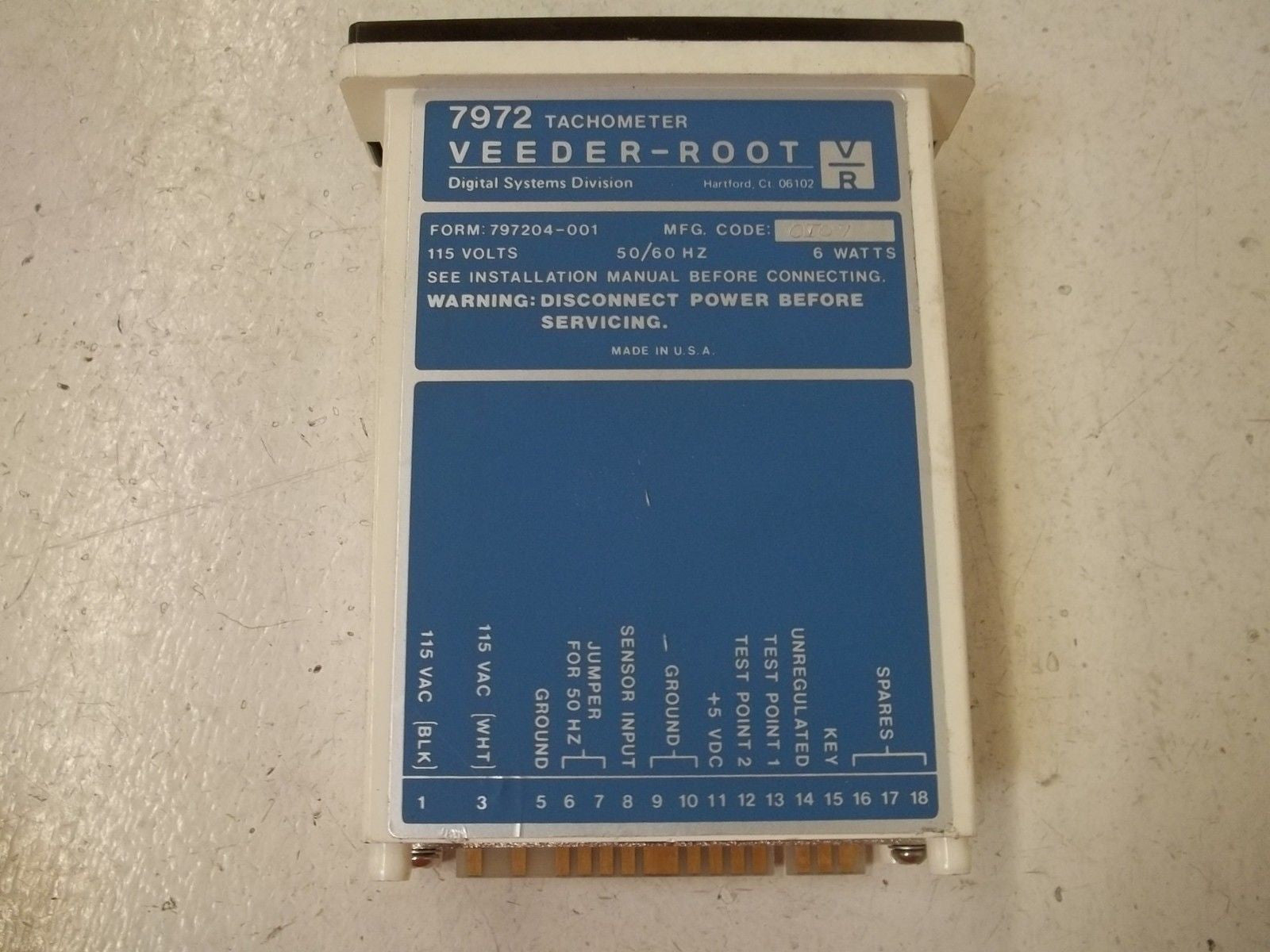 VEEDER-ROOT 797204-001 TACHOMETER *USED*