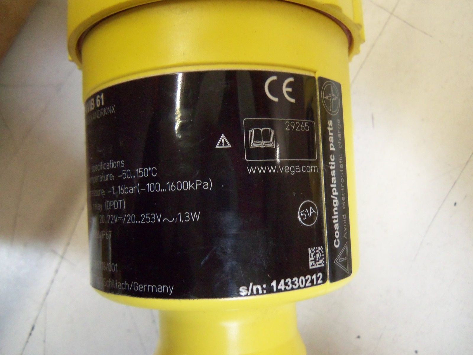 VEGA VB61.XXANDRKNX  LEVEL SWITCH VEGAV1B61 *USED*