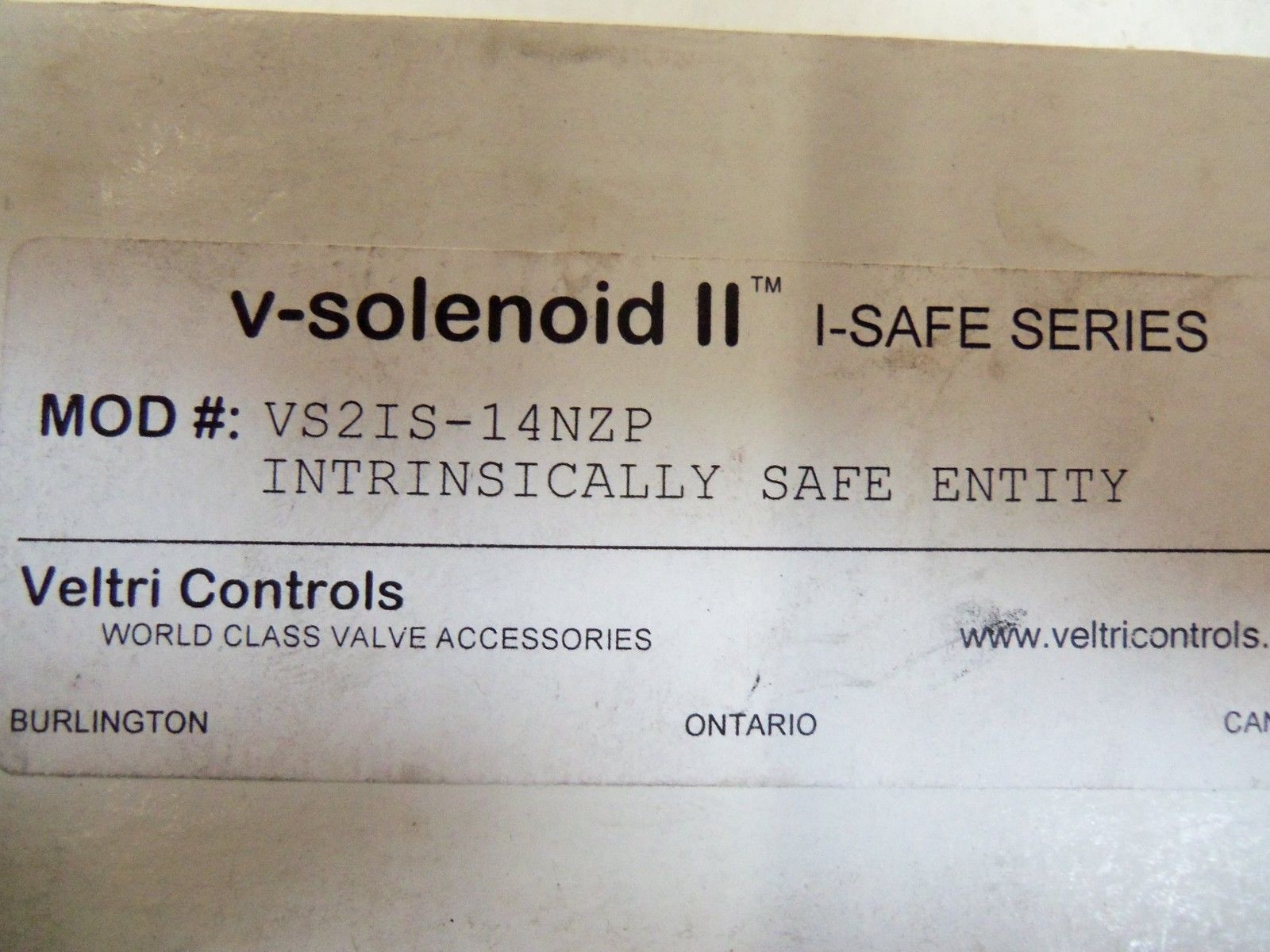 VELTRI CONTROLS V-SOLENOID II VS2IS-14NZP *NEW IN BOX*