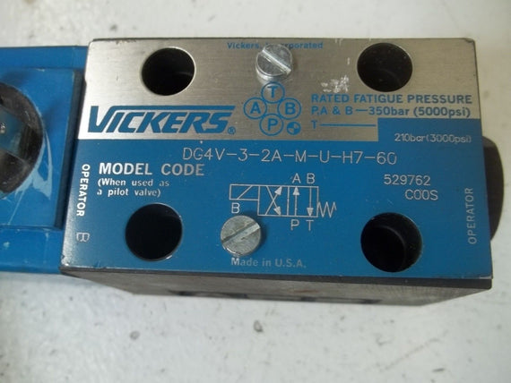 VICKERS DG4V-3-2A-M-U-H7-60 SOLENOID VALVE *USED*