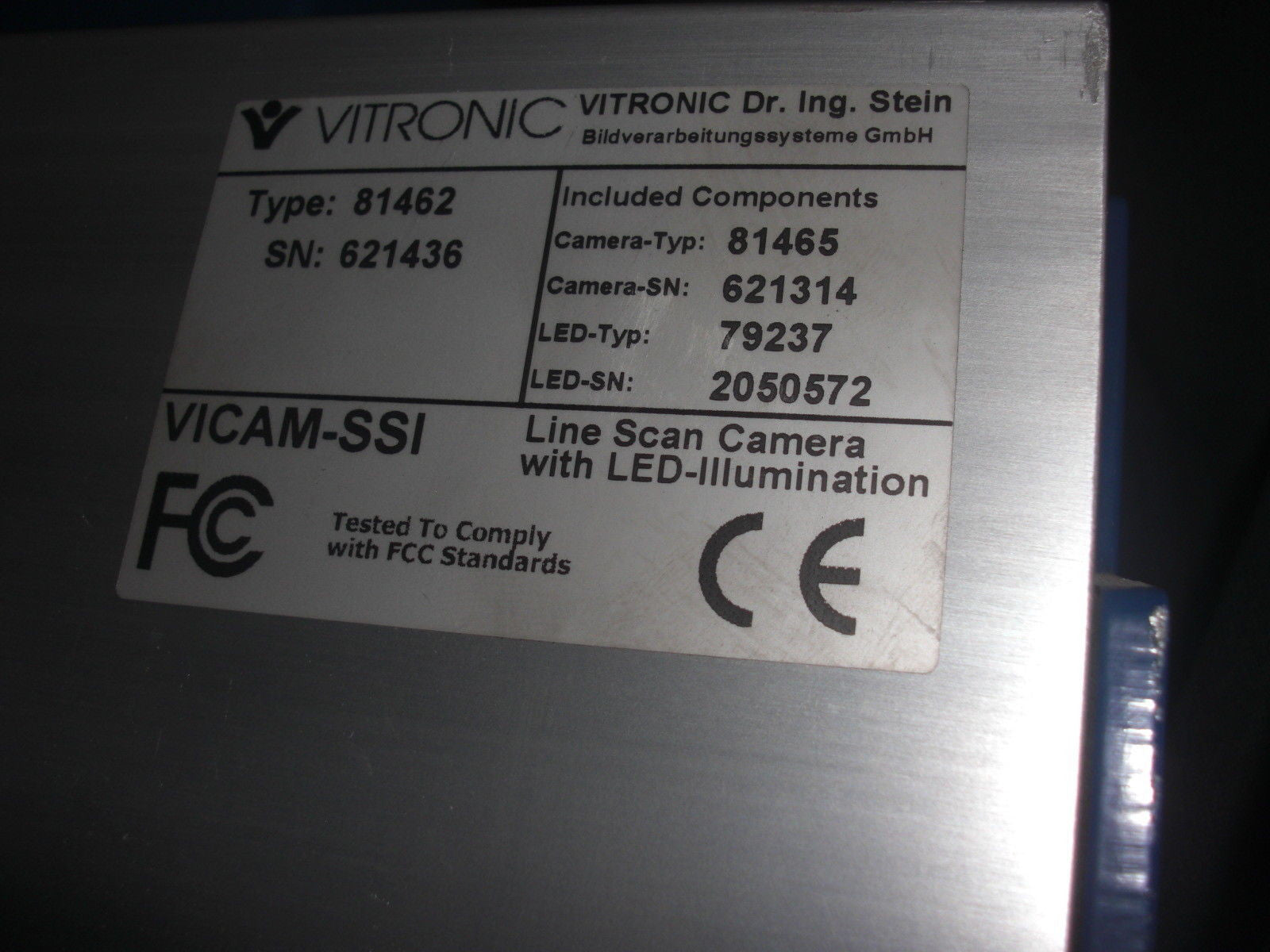 VITRONIC SICK VICAM-SSI LINE SCAN CAMERA *USED*