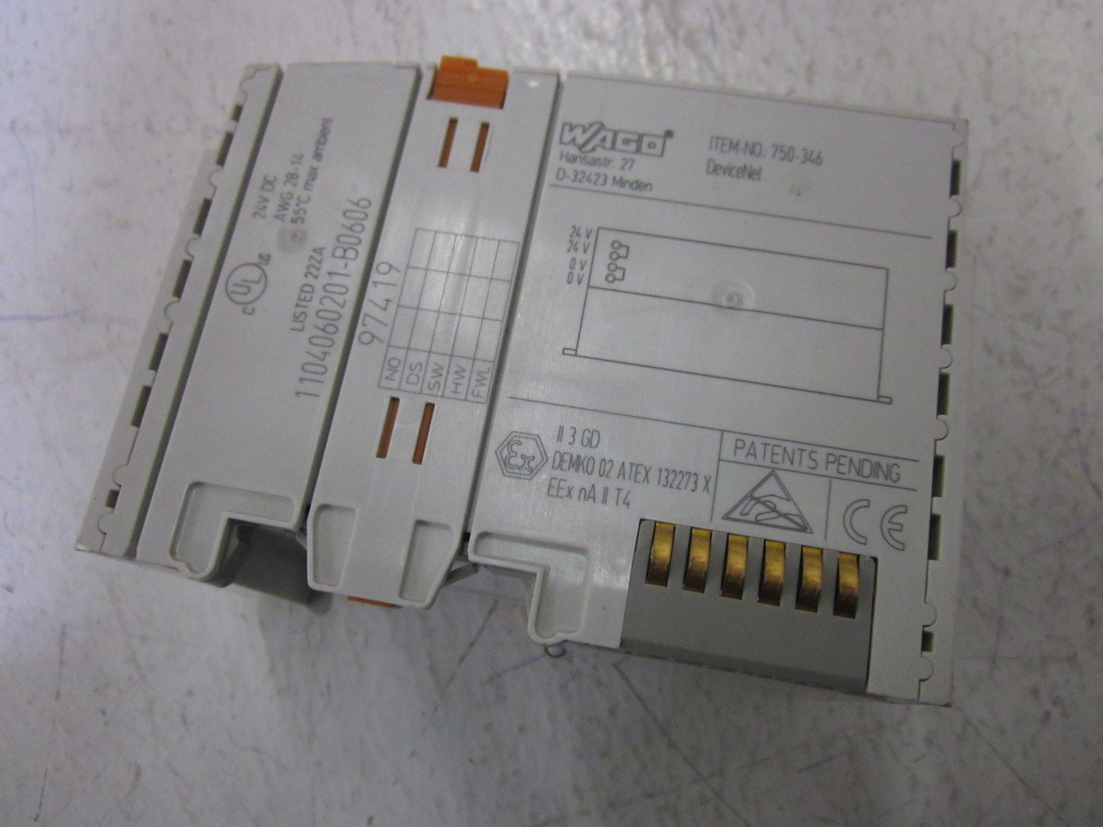 WAGO 750-346 DEVICE NET ECO FIELDBUS COUPLER *USED*