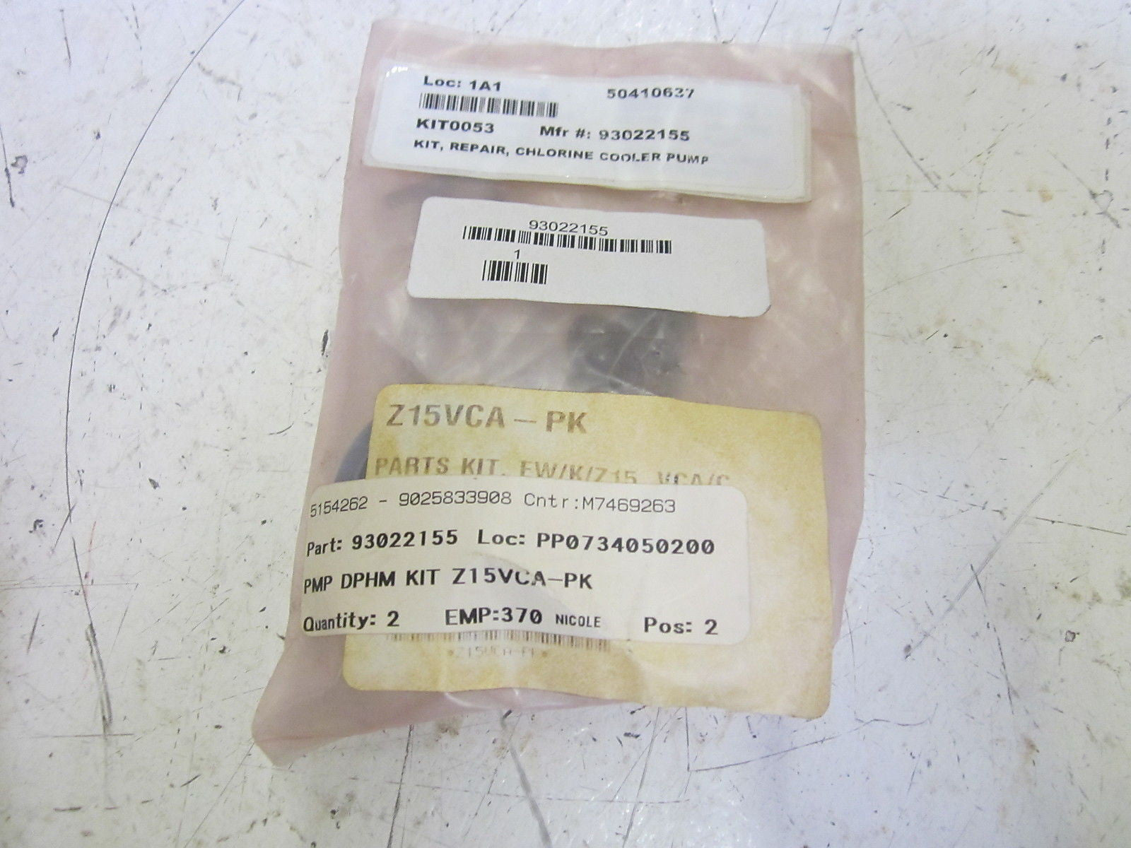 WALCHEM Z15VCA-PK CHLORINE COOLER PUMP REPAIR KIT  *NEW IN A BAG*