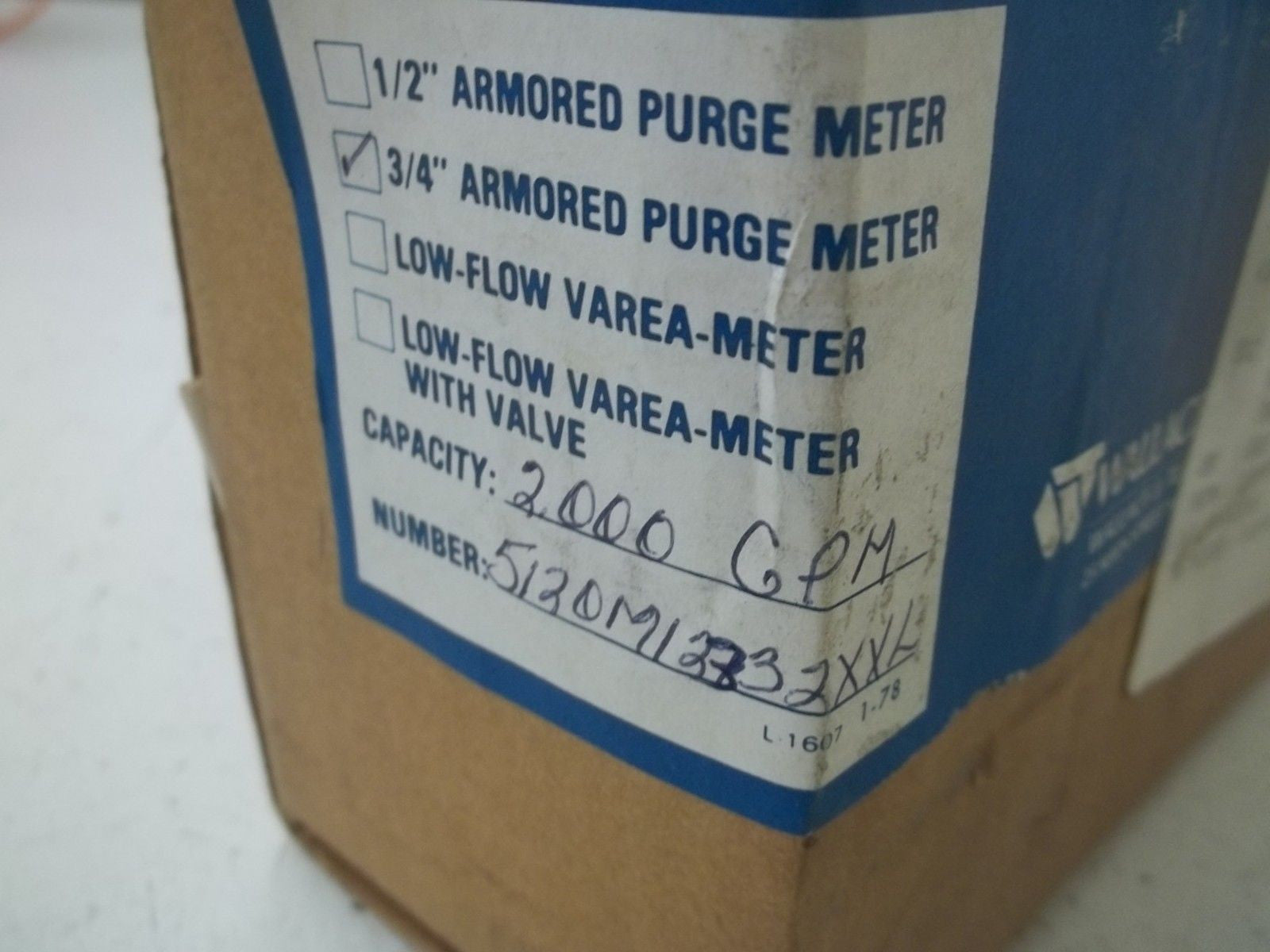 WALLACE & TIERNAN 5120M12332XXL ARMORED PURGE METER 3/4" *USED*