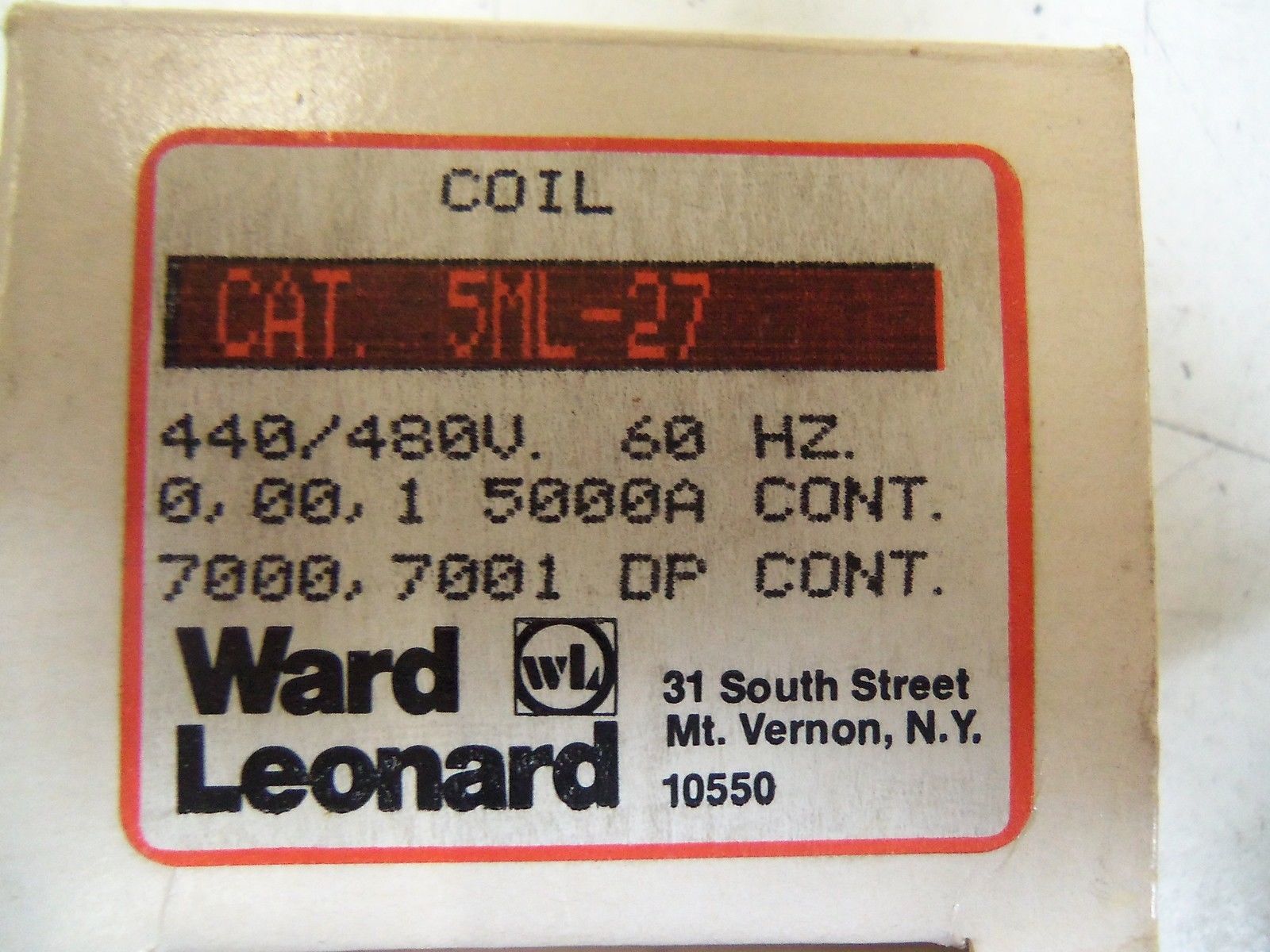 WARD LEONARD 415/480V  5ML-27 415/480V  *NEW IN BOX*