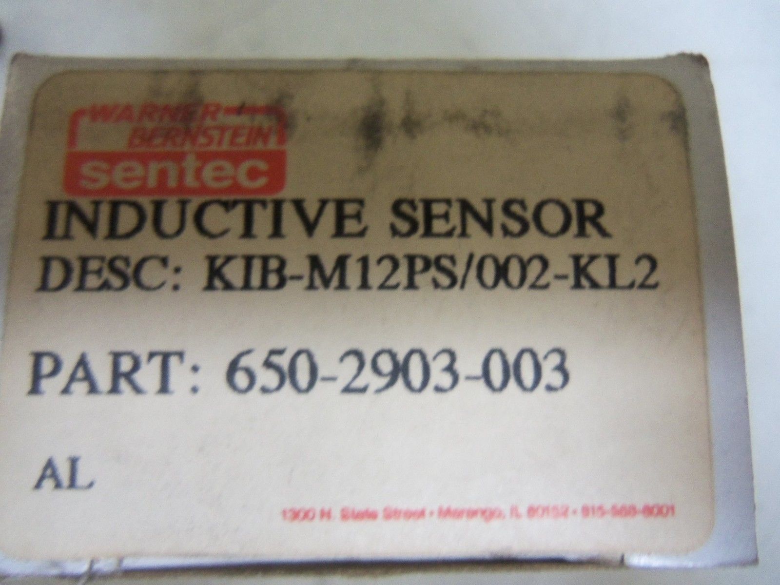 WARNER BERNSTIEN 650-2903-003 INDUCTIVE SENSOR KIB-M12PS/002-KL2 *NEW IN BOX*