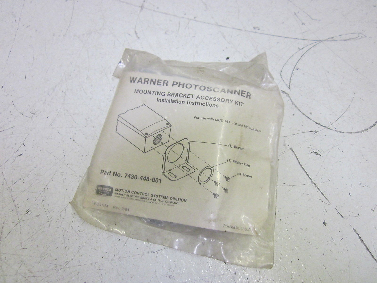 WARNER ELECTRIC 7430-448-001 MOUNTING BRACKET *NEW IN A FACTORY BAG*