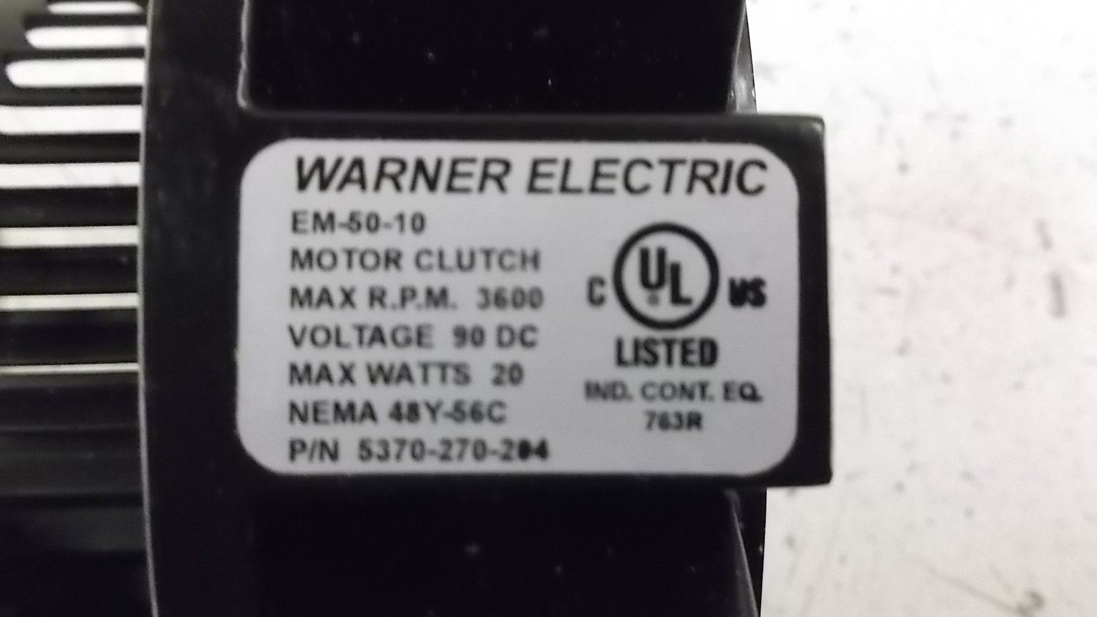 WARNER ELECTRIC EM-50-10 MOTOR CLUTCH *USED*