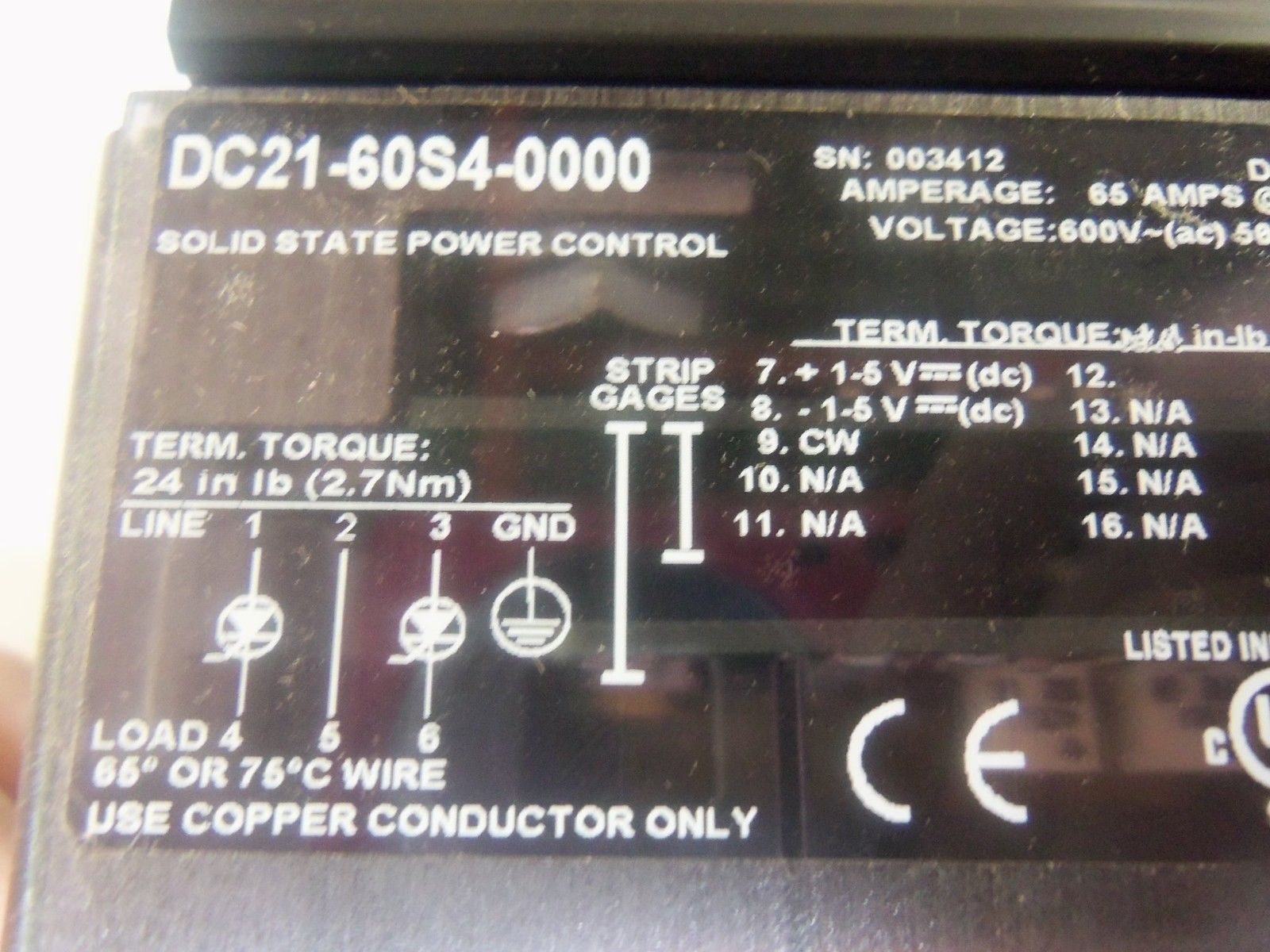 WATLOW DC21-60S4-0000 SOLID STATE POWER CONTROL *NEW NO BOX*