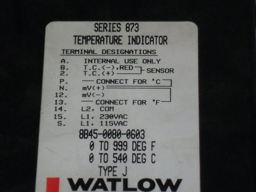 WATLOW TEMPERATURE INDICATOR 8B45-0080-0603