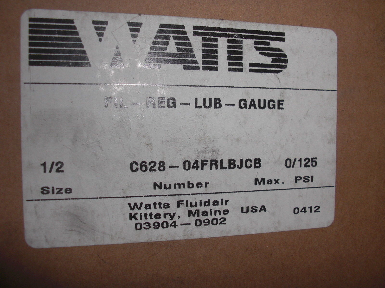 WATT C628-04FRLBJCB REGULATOR FILTER LUBRICATOR *NEW IN BOX*