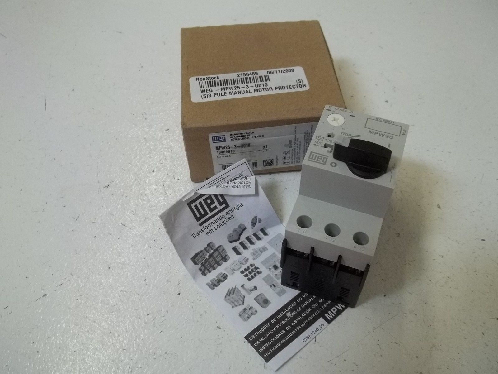 WEG MPW25-3-U010 MOTOR CIRCUIT BREAKER *NEW IN BOX*