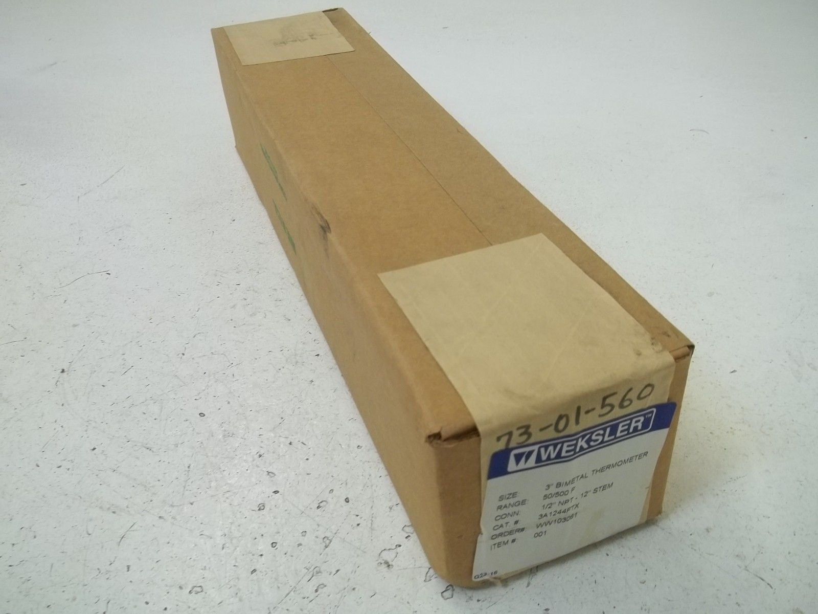 WEKSLER 3A1244FTX 3" BIMETAL THERMOMETER RANGE:50/500F *NEW IN BOX*