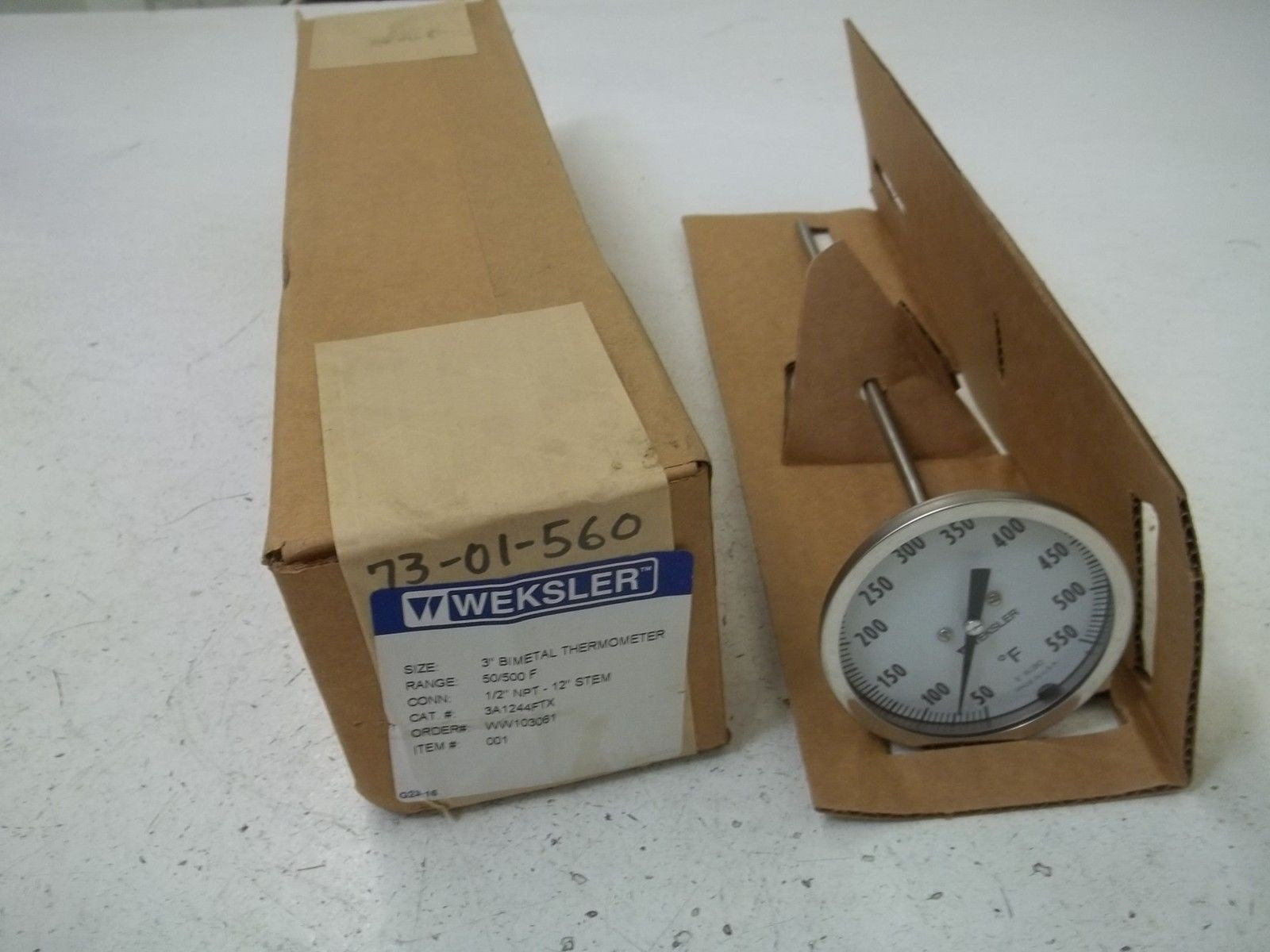 WEKSLER 3A1244FTX 3" BIMETAL THERMOMETER RANGE:50/500F *NEW IN BOX*