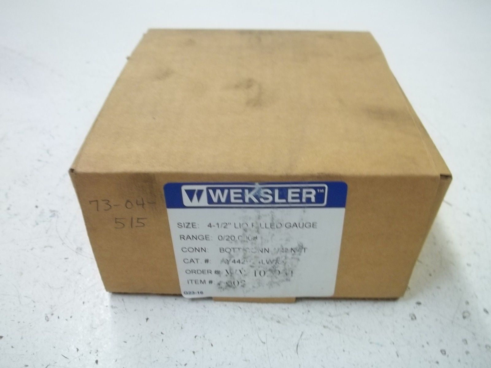 WEKSLER AY442P24LWXX 4-1/2" GAUGE 0/20000# *NEW IN BOX*