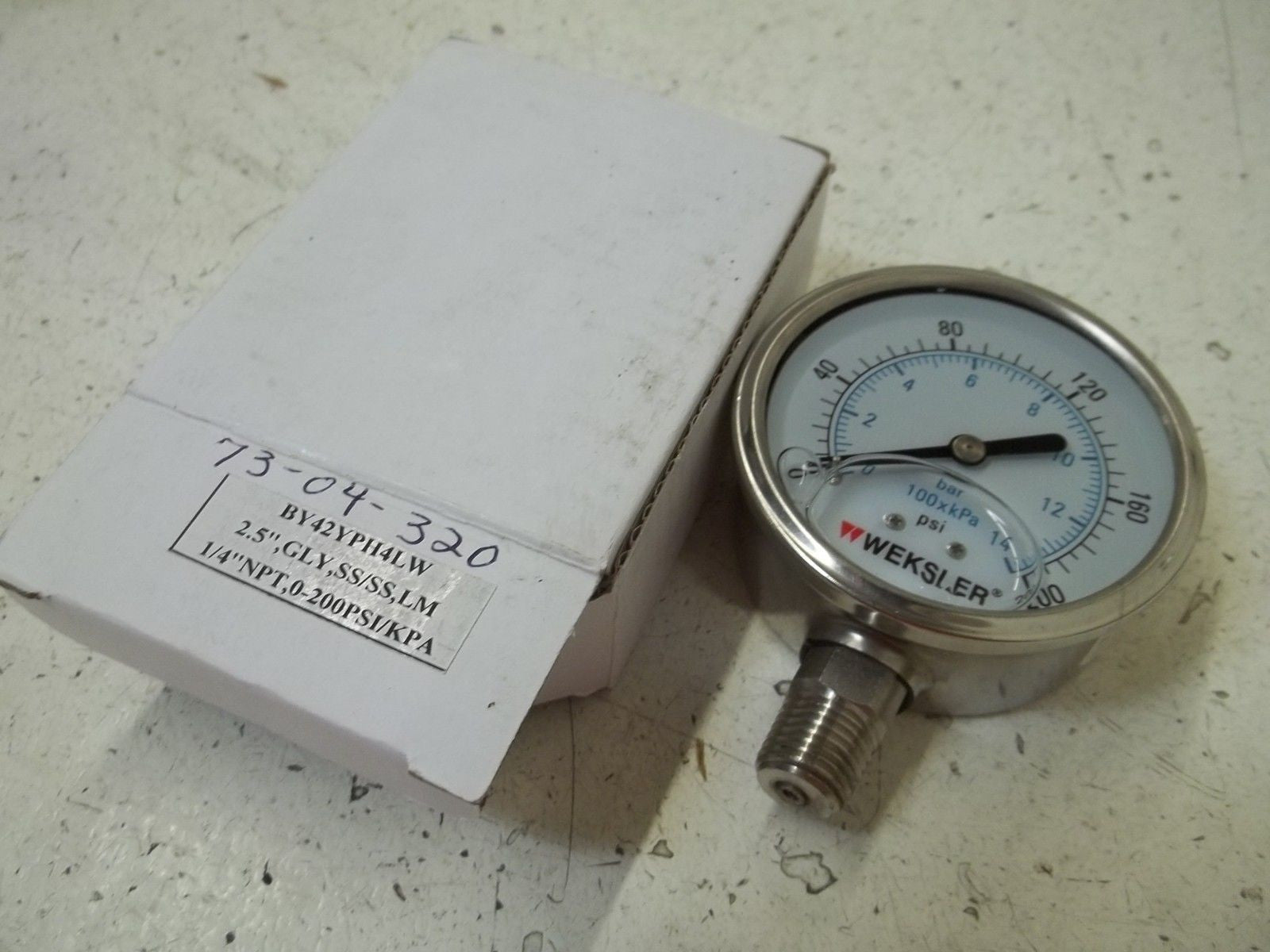 WEKSLER BY42YPH4LW GAUGE 0-200 *NEW IN BOX*