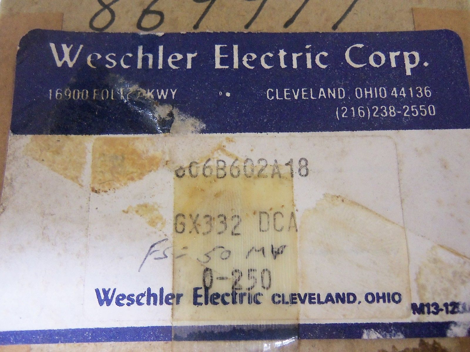 WESCHLER 606B602A18 *NEW IN BOX*